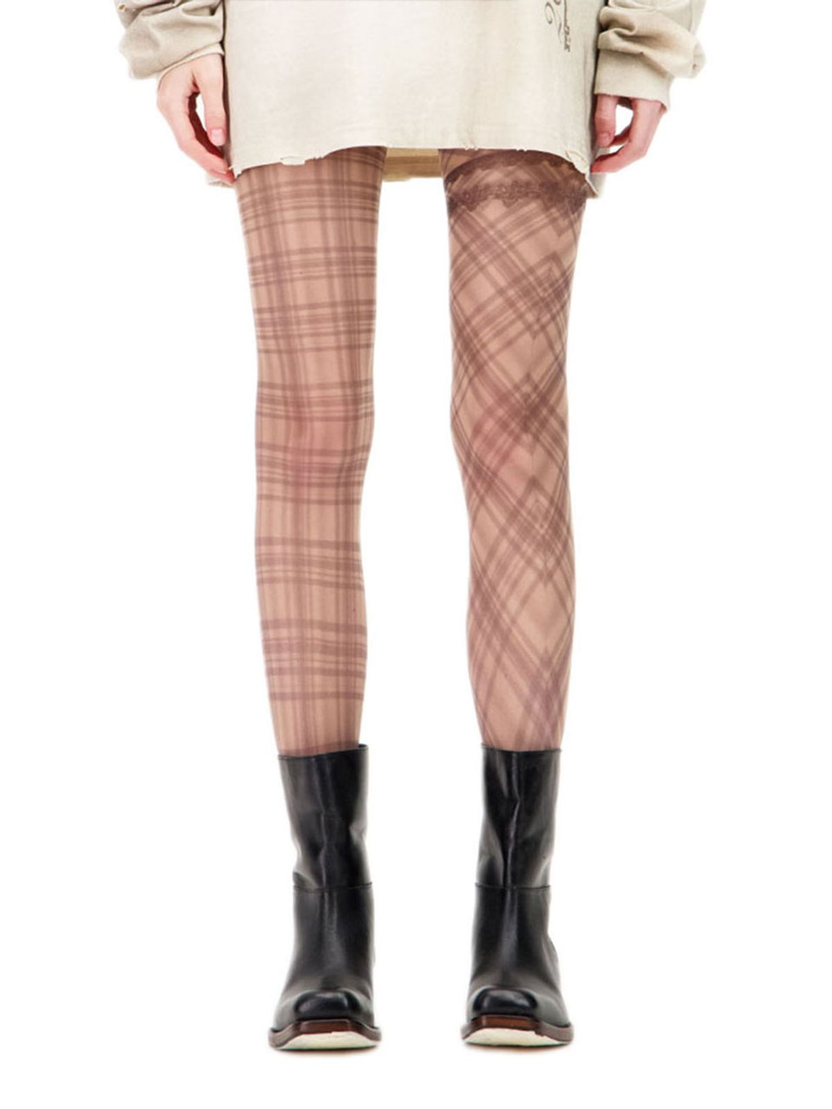 2000아카이브스(2000ARCHIVES) PLAID LACE TIGHTS