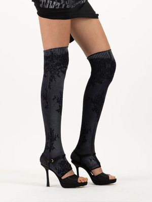 LACE SPRAYED TIGHTS (BLACK)