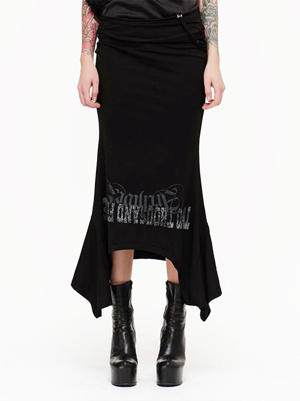 2000아카이브스(2000ARCHIVES) DRAPED TEE SKIRT (BLACK)