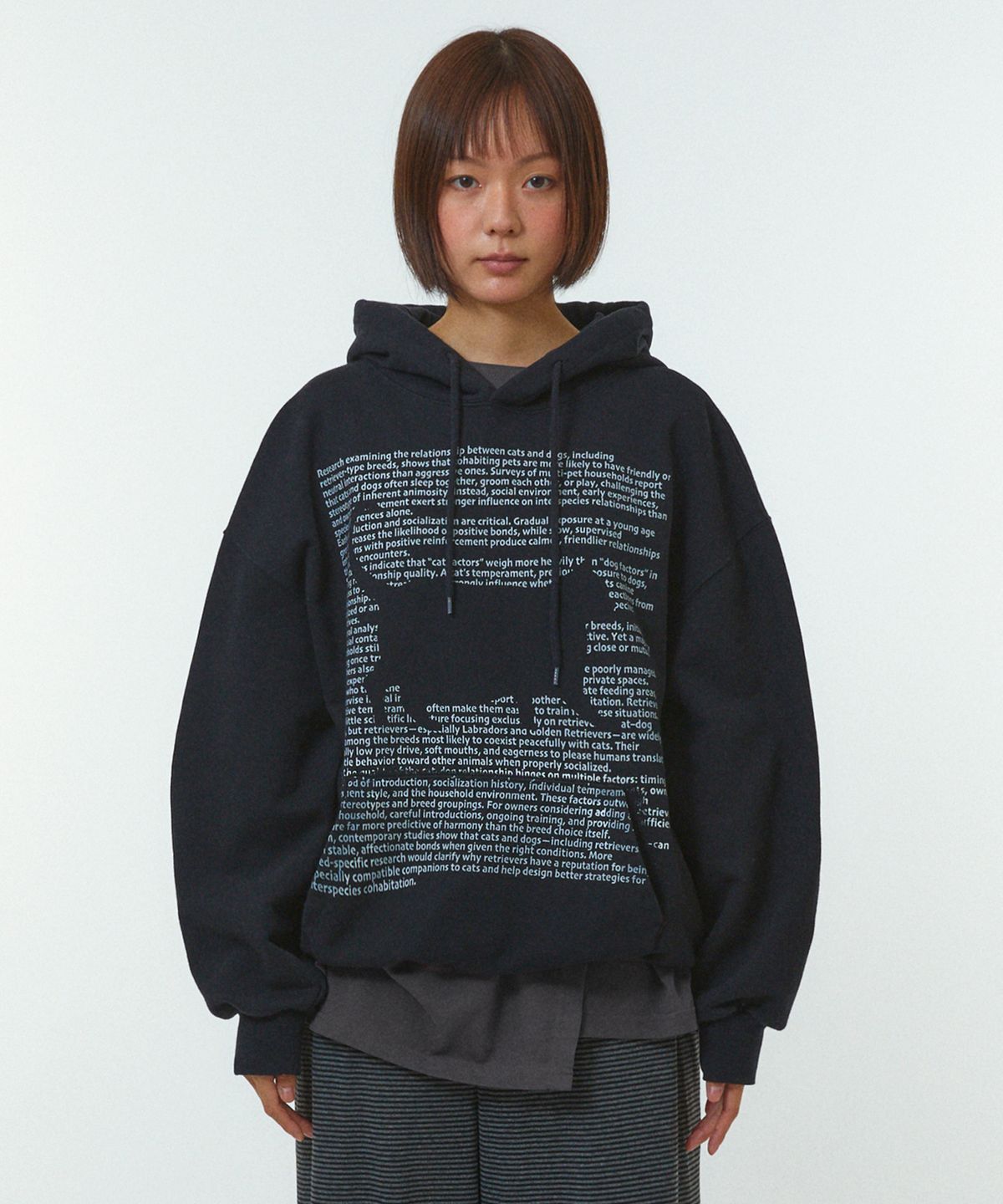 리트리버클럽(RETRIEVER CLUB) PARAGRAPH CAT HOODIE [BLACK]
