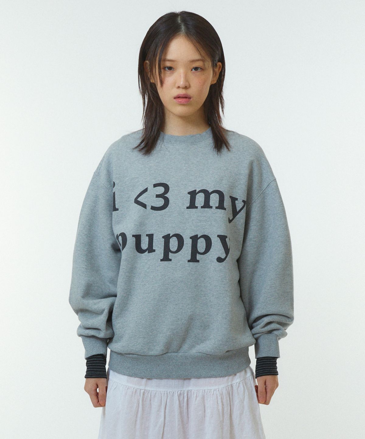 리트리버클럽(RETRIEVER CLUB) LOVE PUPPY CREWNECK [GRAY]