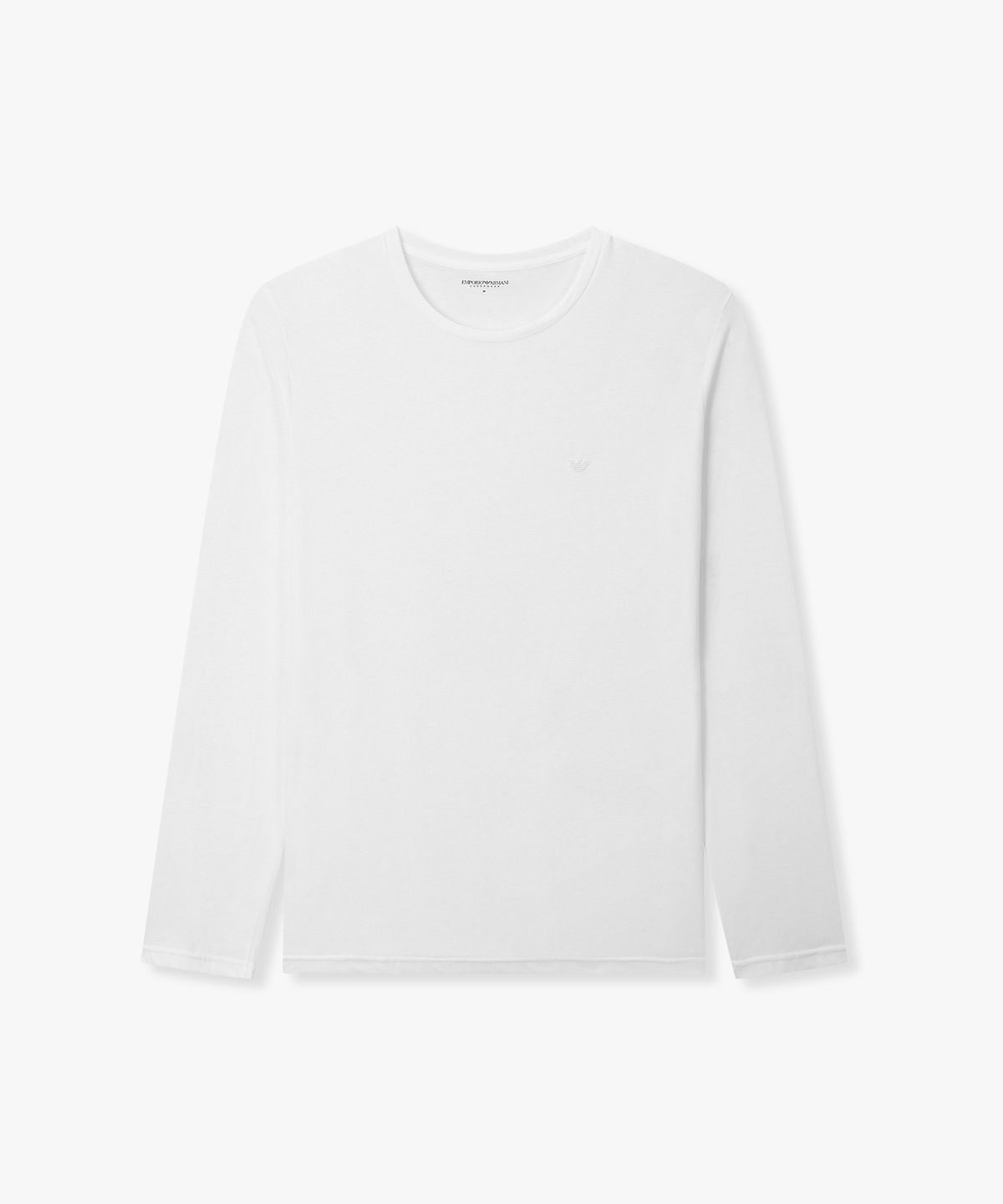 엠포리오 아르마니 언더웨어(EMPORIO ARMANI UNDERWEAR) 남성 이글 로고 롱 슬리브 라운지 티셔츠_화이트 0815336020