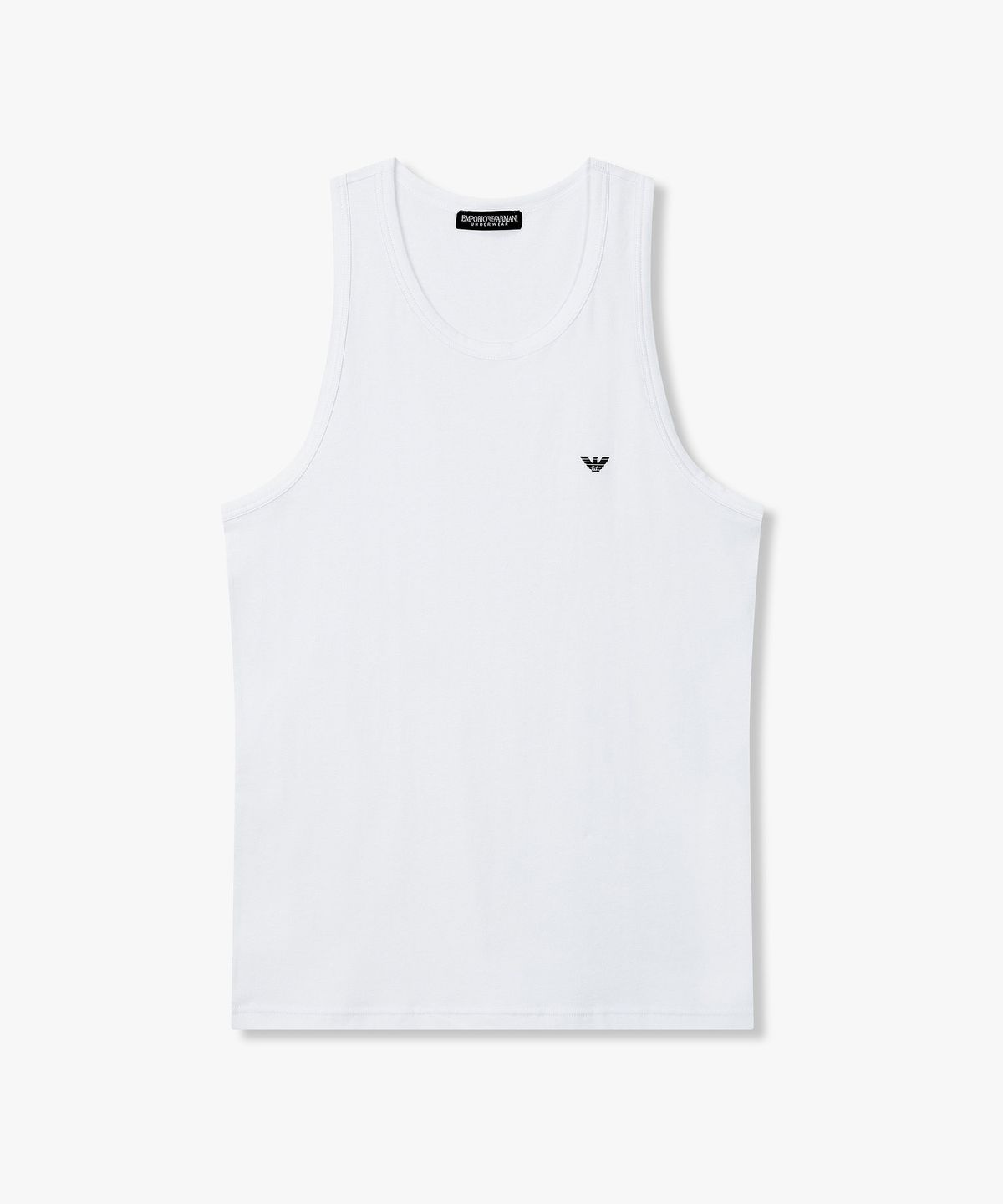 엠포리오 아르마니 언더웨어(EMPORIO ARMANI UNDERWEAR) 남성 로고 프린트 슬림 핏 탱크 탑_화이트 0815303001
