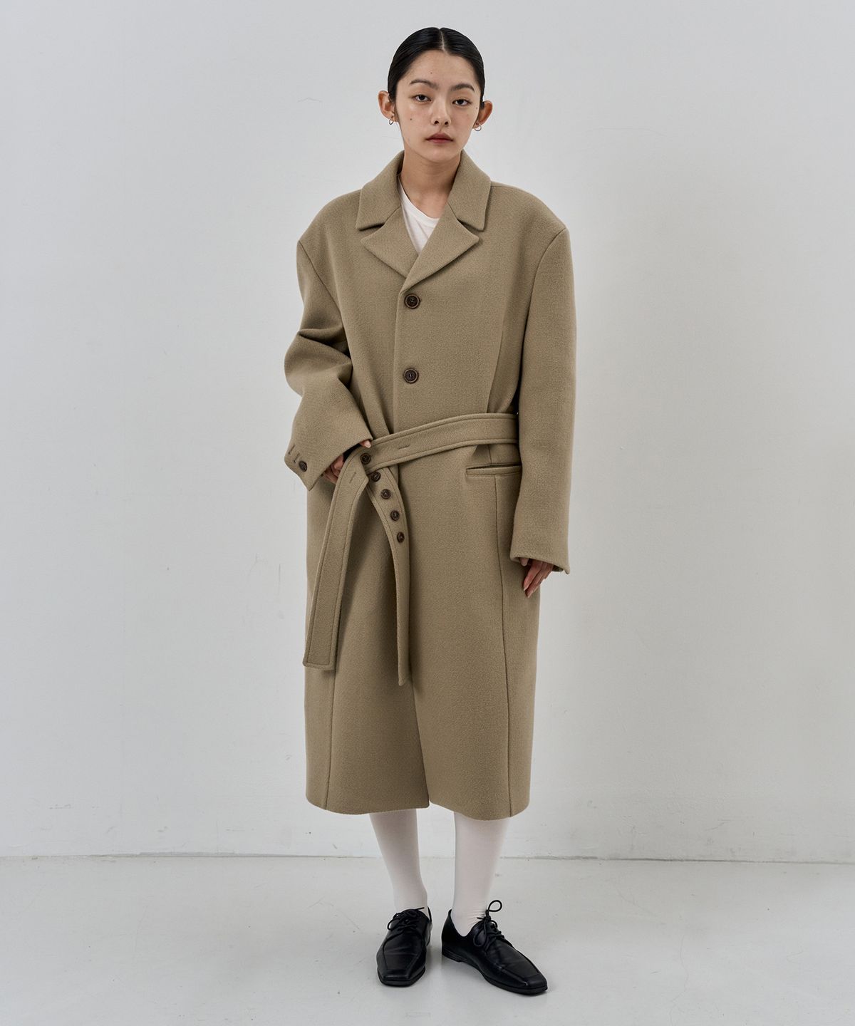 누아클레(NUAKLE) (w) 로우 퍼스트 울 코트_샌드 베이지