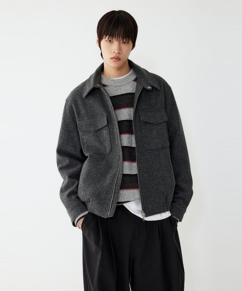 [MEN] 투포켓 집업 점퍼_멜란지 그레이 9155413301