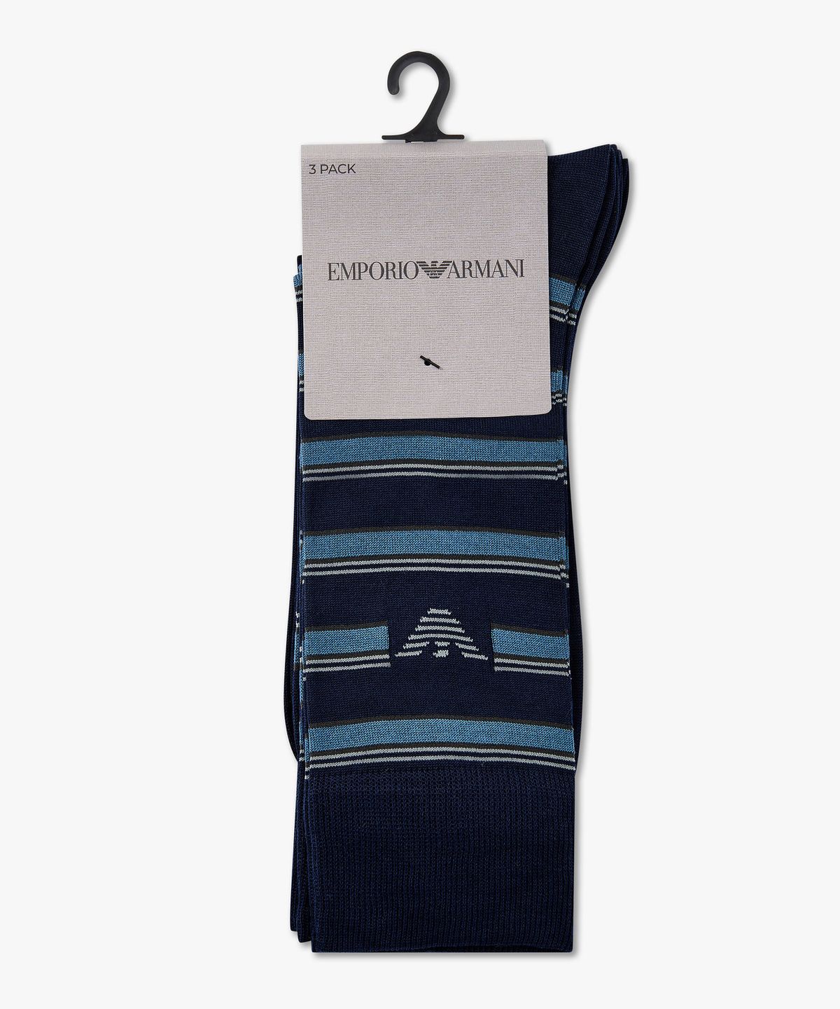 엠포리오 아르마니 언더웨어(EMPORIO ARMANI UNDERWEAR) 남성 이글 로고 코튼 삭스 3PACK_블루 08M5345002