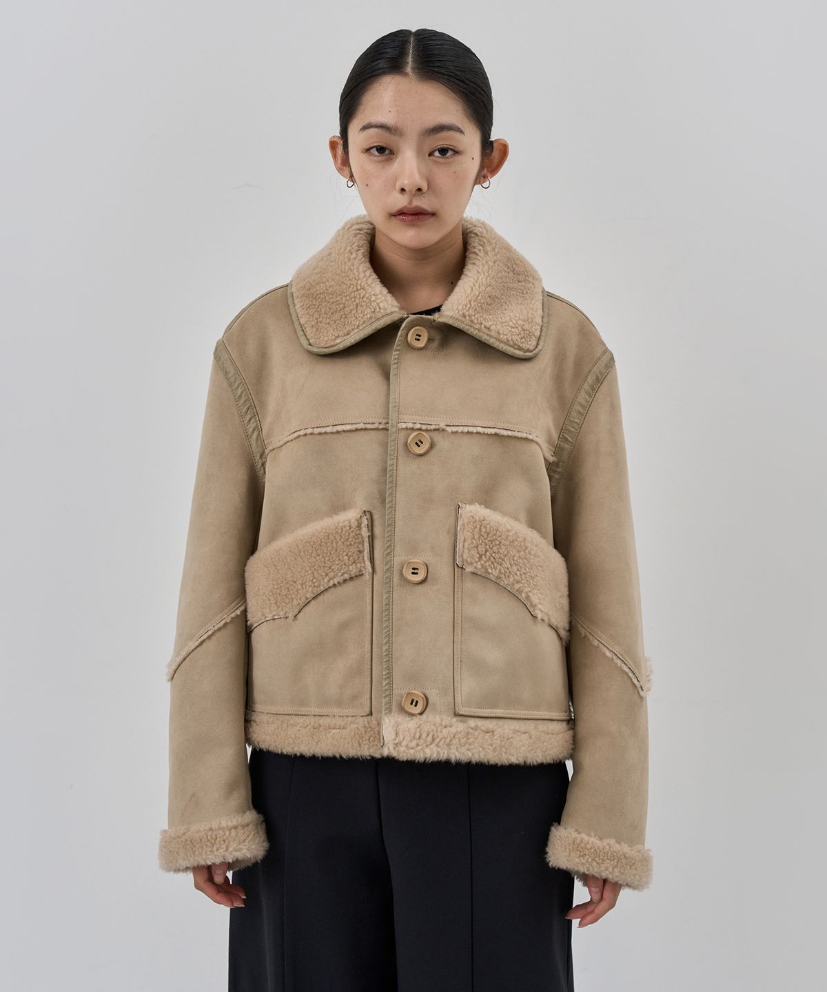 누아클레(NUAKLE) (w) 아스펜 시어링 무스탕_샌드 베이지