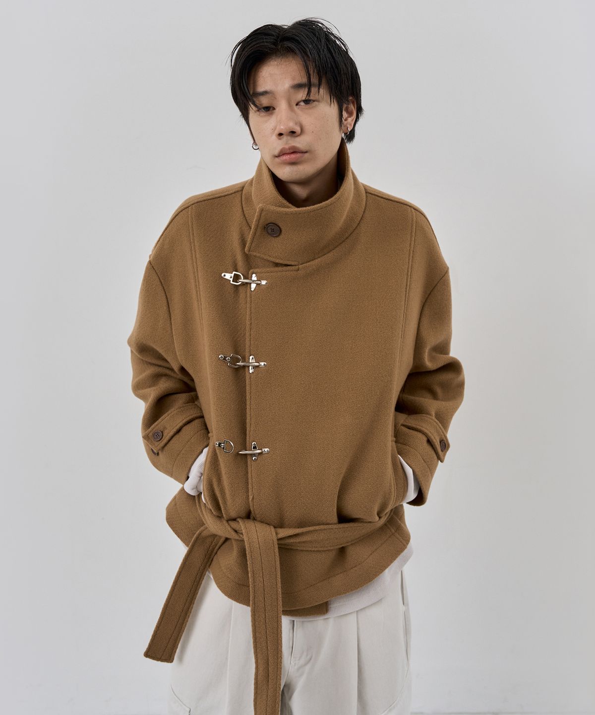누아클레(NUAKLE) (m) 루프 미디 울 코트_카멜