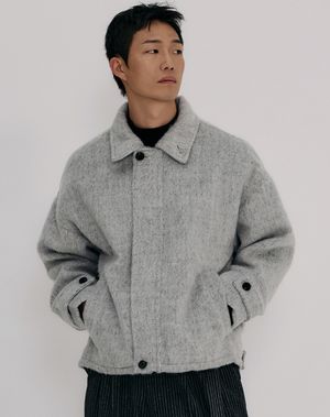 소프트 울 카라 하프 코트 _ 그레이