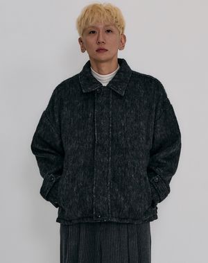 소프트 울 카라 하프 코트 _ 블랙