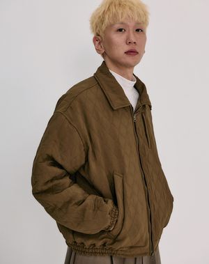 다이아 퀼팅 누빔 블루종 _ 카키