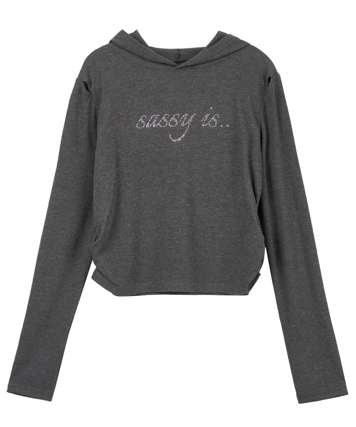유얼쎄시(YOUR SASSY) Twinkle Slit Sleeve Hoodie Tee (GRAY)