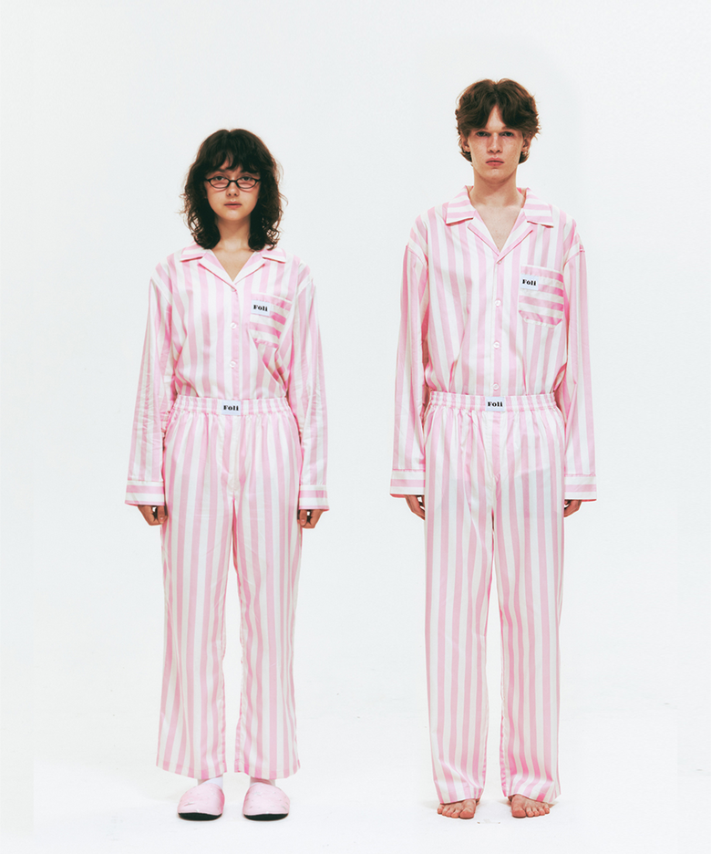 (Unisex) 페일 핑크 긴팔/긴바지 파자마 세트
