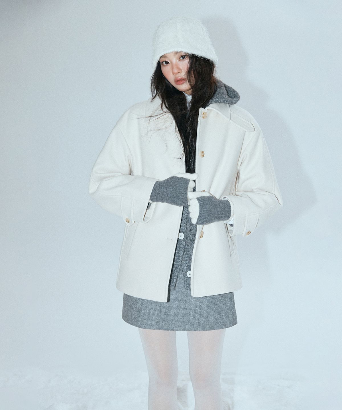 미쏘(MIXXO) 스탠카라 하프코트_MIWJHG12PB