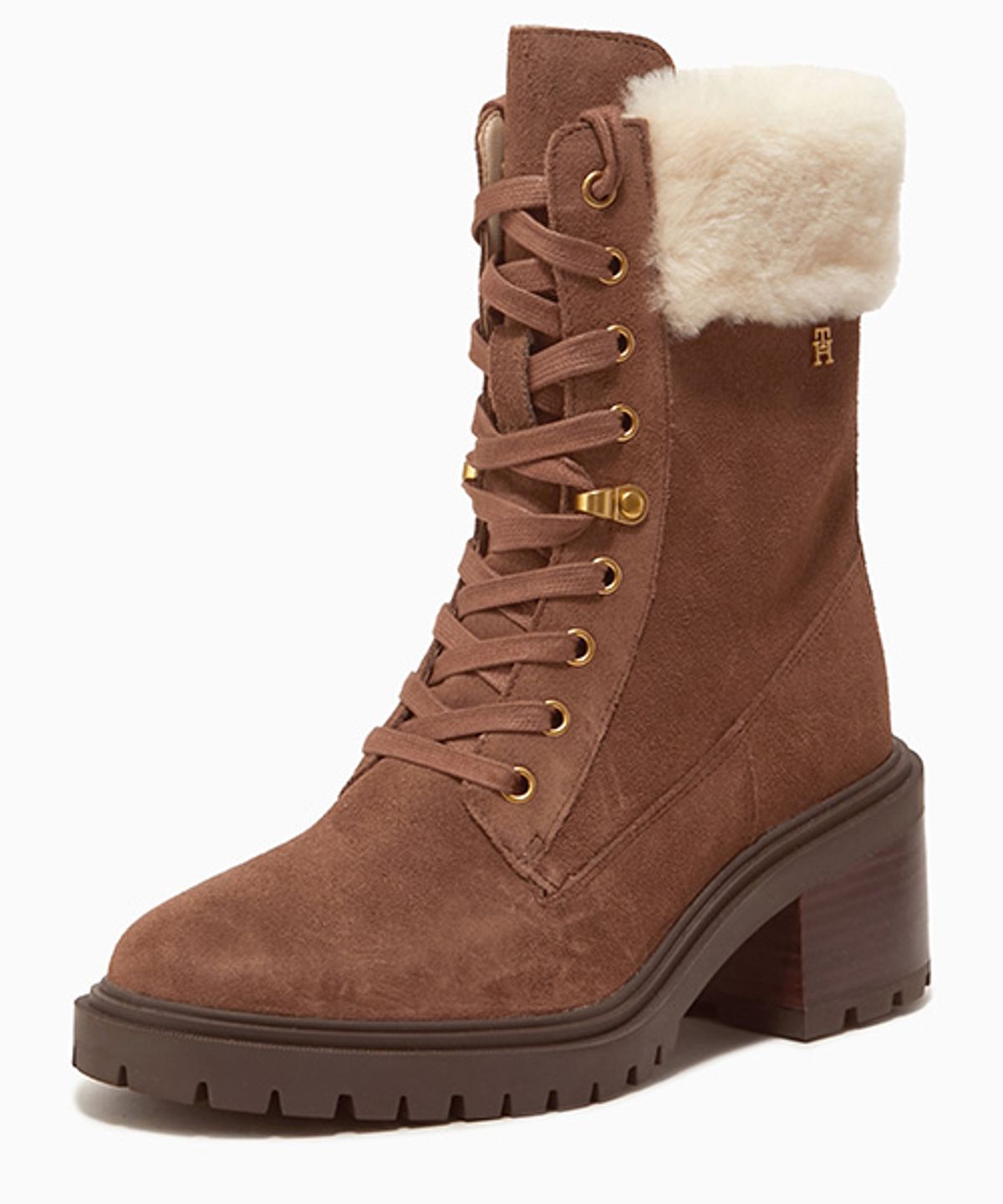 타미힐피거(TOMMY HILFIGER) 넬리 시어링 레이스업 부츠-브라운(T52F7ASB440WT1GQS)