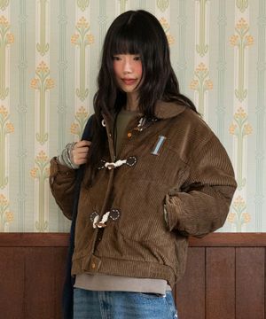 WXJ024 포카포카 코듀로이 뽀글이 자켓 (BROWN)