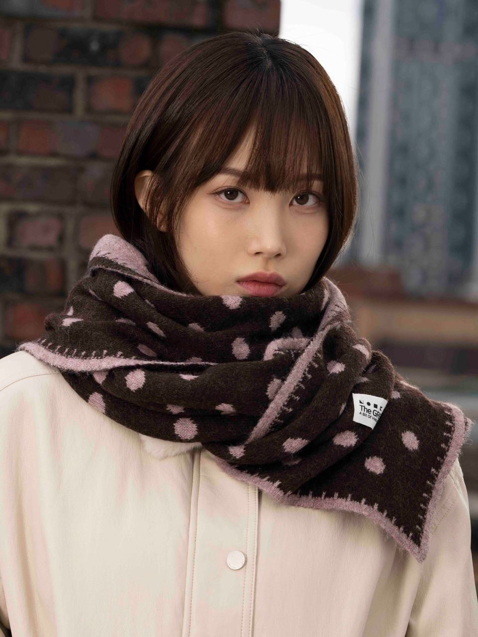 MUSINSA公式 | THE GREEN LAB リバーシブルドットマフラー [ブラウン