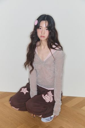 쉐리 리본 벨벳 탑 (그레이)