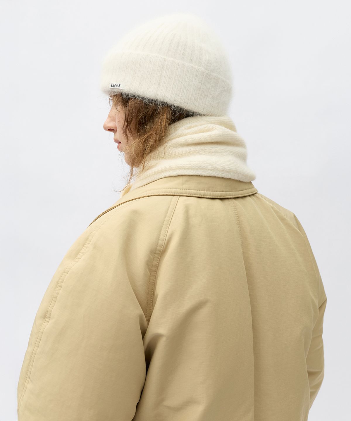 르바(LEVAR) Soft Angora Beanie - Off White