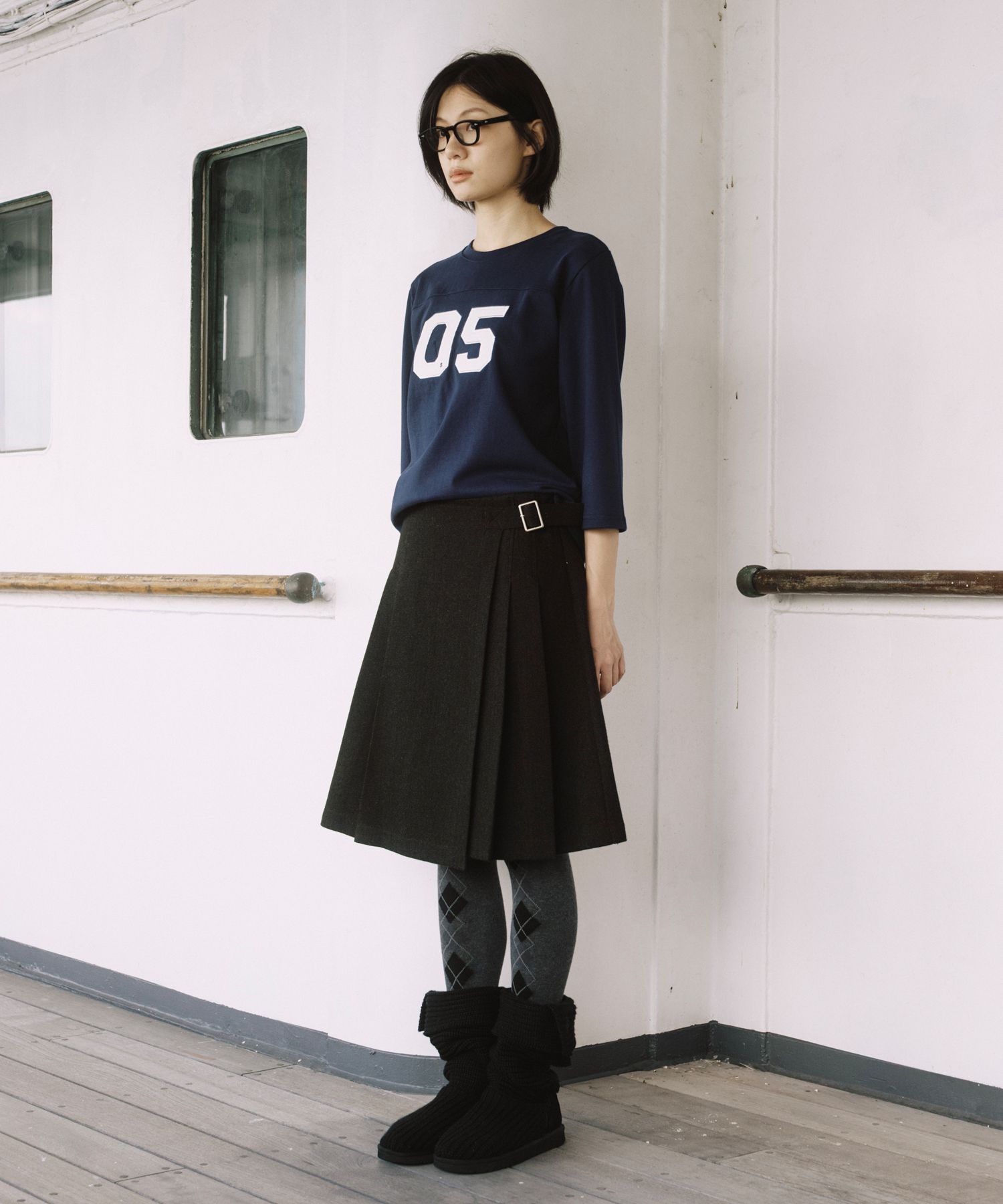 MUSINSA | OHESHIO WOOL PLEATED WRAP SKIRT, KHAKI