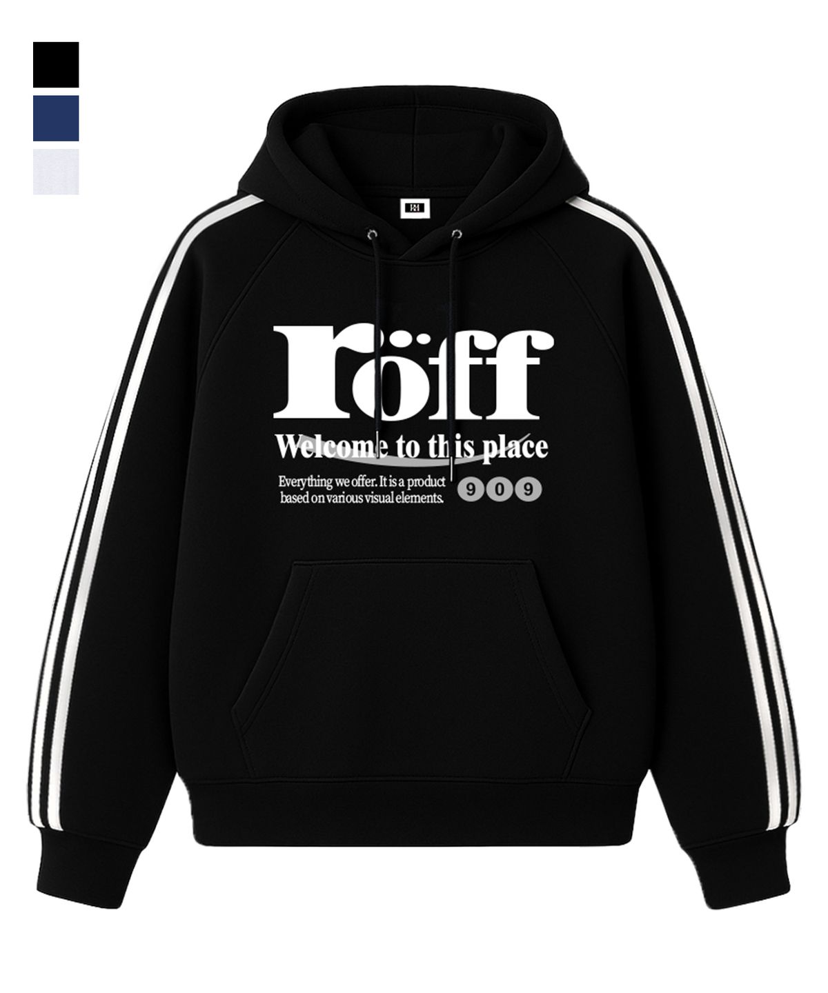 랜덤오프(RANDOMOFF) RÖFF TYPE PLAY TRACK OVER FIT HOODIE (3color)