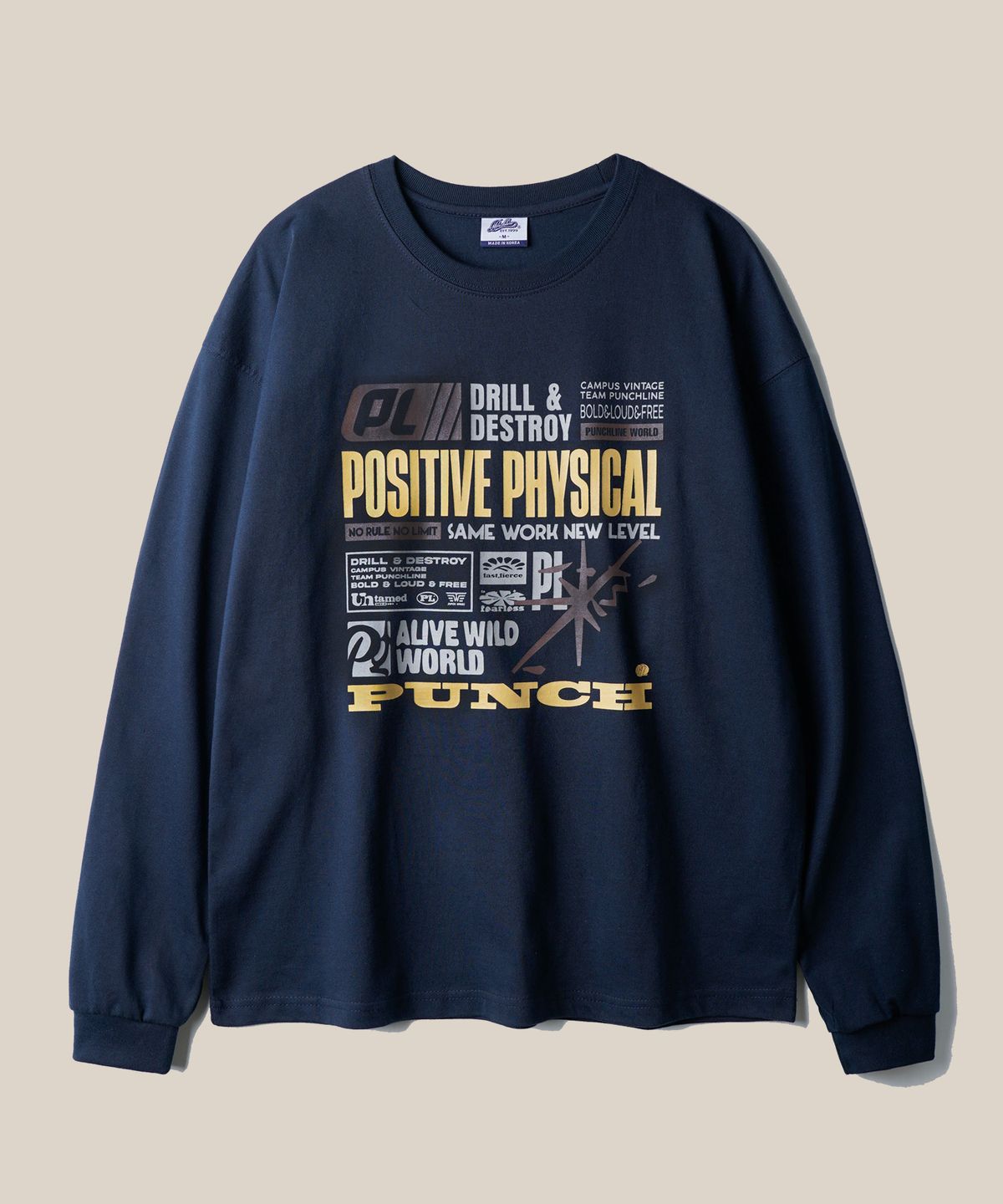 펀치라인(PUNCHLINE) 뉴스레터 긴팔티셔츠 네이비 JILT9202