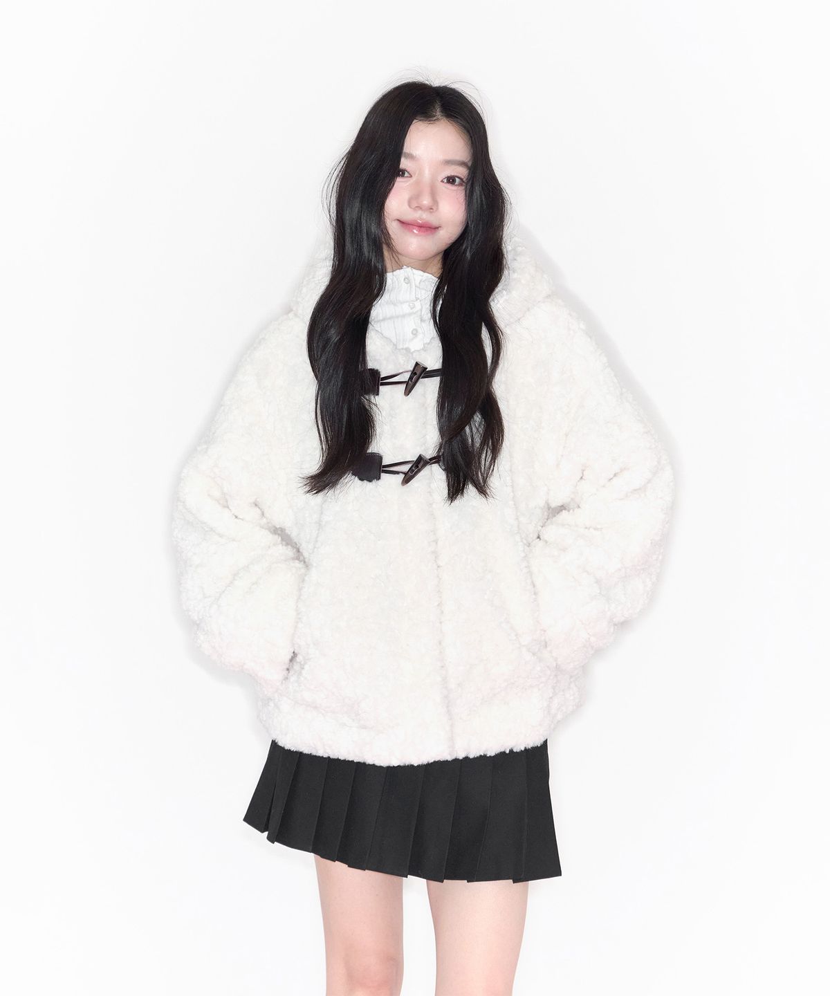 알키알카(ALKI ALKA) Fur Hoodie Jacket (Ivory)