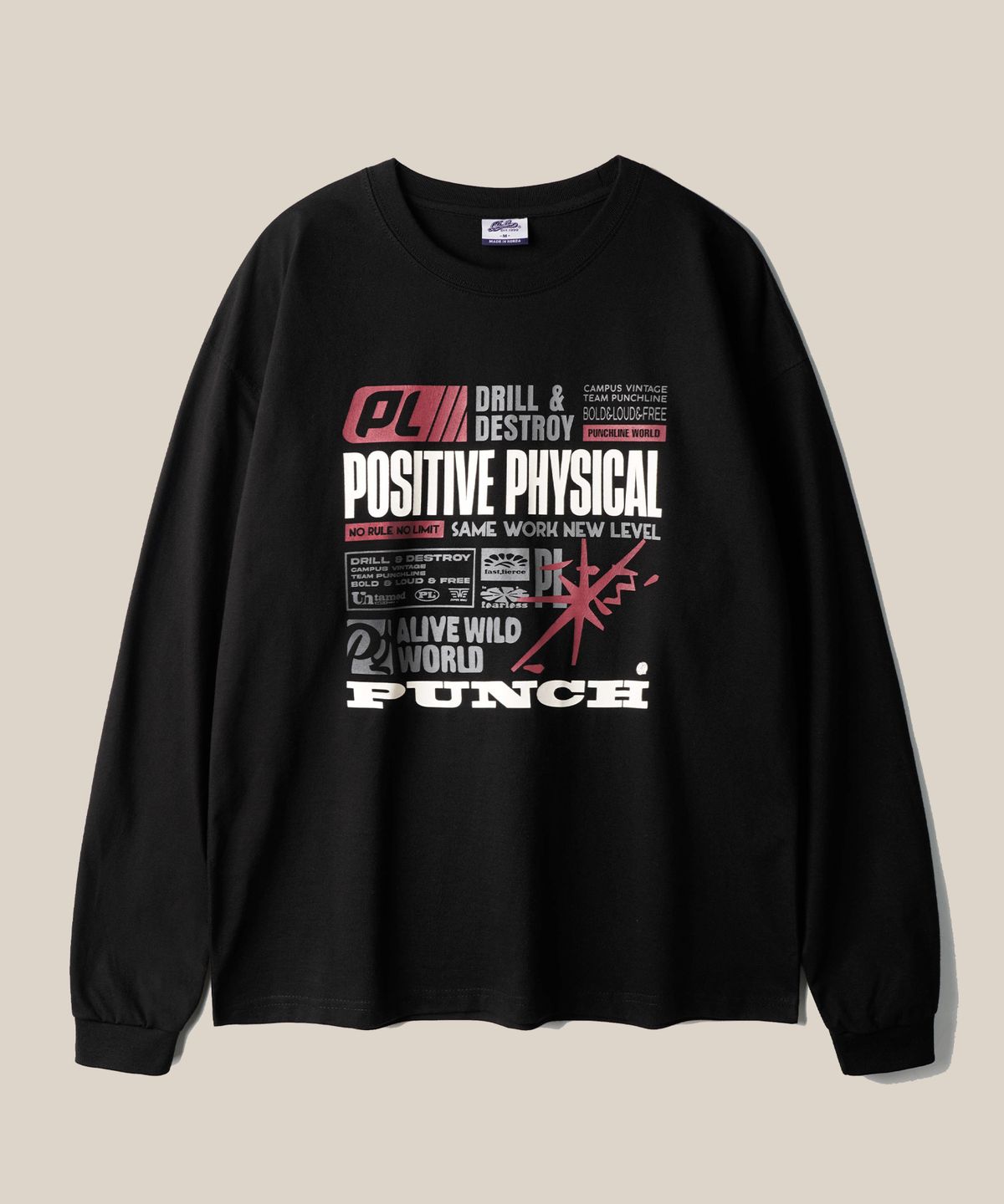 펀치라인(PUNCHLINE) 뉴스레터 긴팔티셔츠 블랙 JILT9202