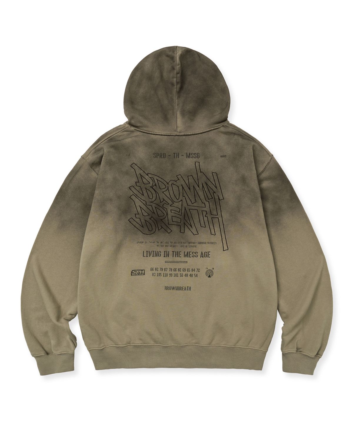 브라운브레스(BROWNBREATH) TAG GRADATION WASHED HOODIE - BEIGE