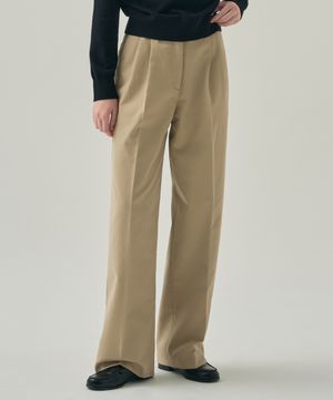 투 턱 와이드 치노 팬츠 [BEIGE]