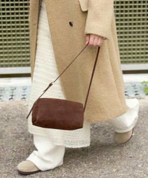 Classic Suede Box Shoulder Bag - Choco Brown