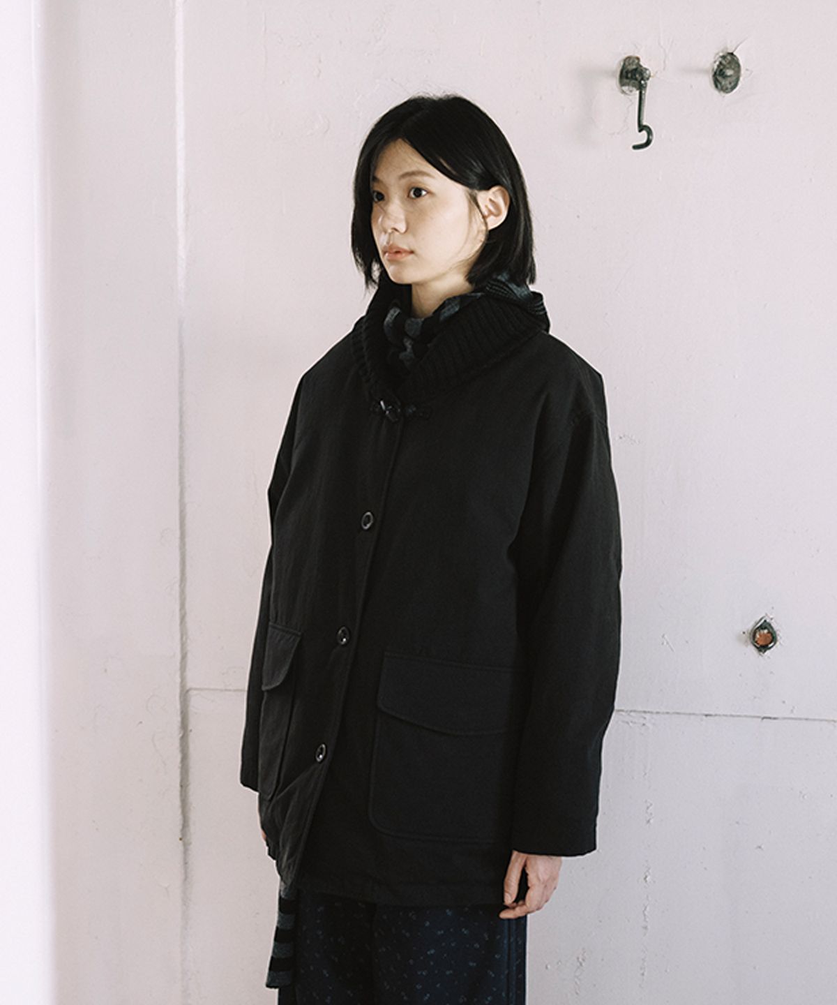 오헤시오(OHESHIO) KNIT SHAWL COLLAR JACKET, BLACK