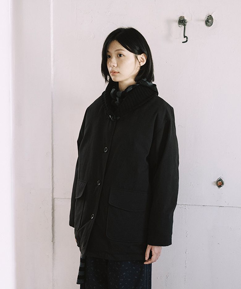 KNIT SHAWL COLLAR JACKET, BLACK