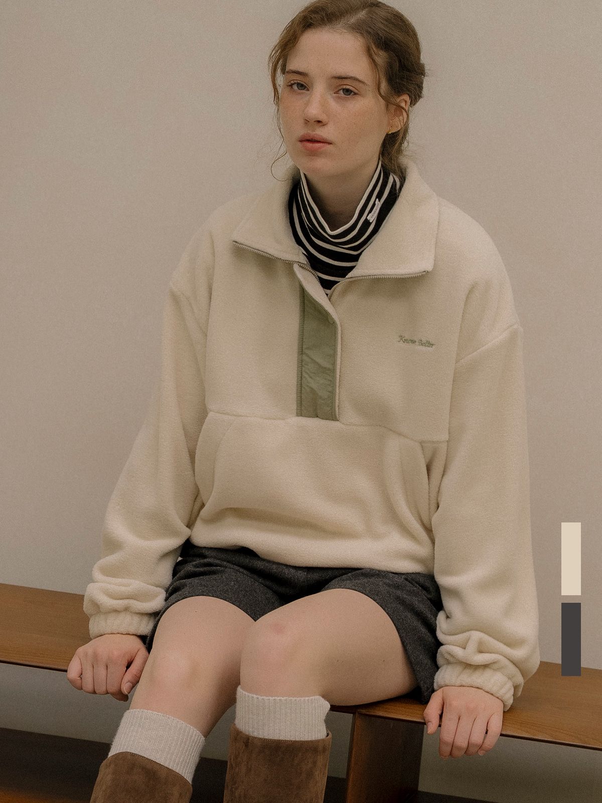 노운베러(KNOWNBETTER) Coloring high-neck fleece MTM [KNFW05TS04]_[2color]