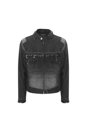 데님 바이커 자켓 블랙