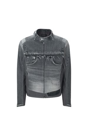 데님 바이커 자켓 그레이