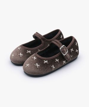 코지 리본 스웨이드 여아 겨울 털 구두