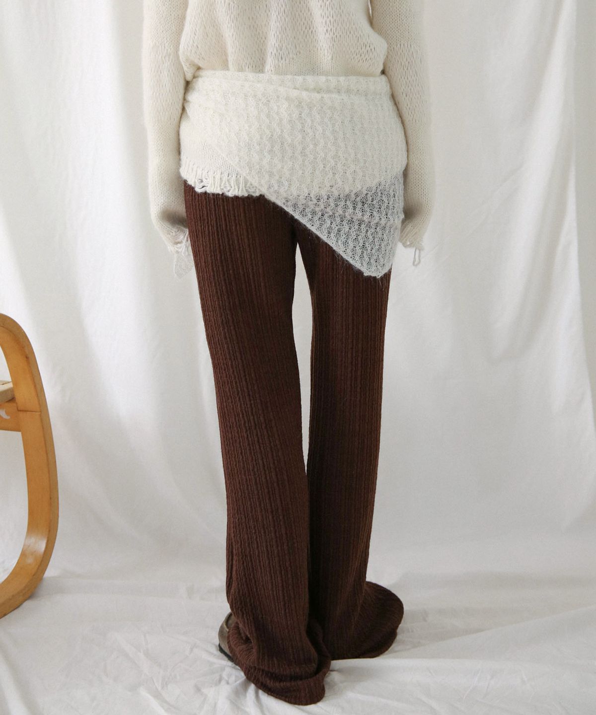 르바(LEVAR) Tender Layered Pants - Chestnut Brown