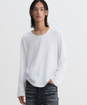 에센셜 U넥 롱슬리브 화이트