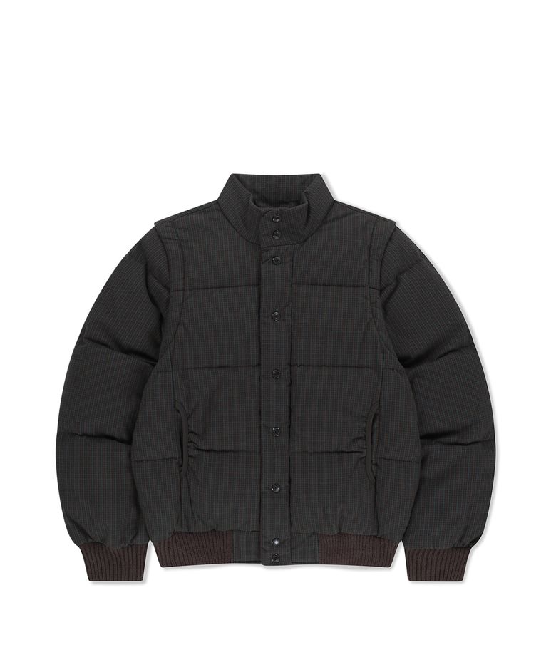 Flannel 2Way Down Jacket Brown