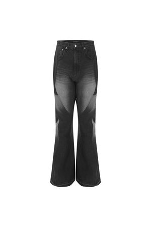 리빌드 데님 부츠-컷 팬츠 블랙