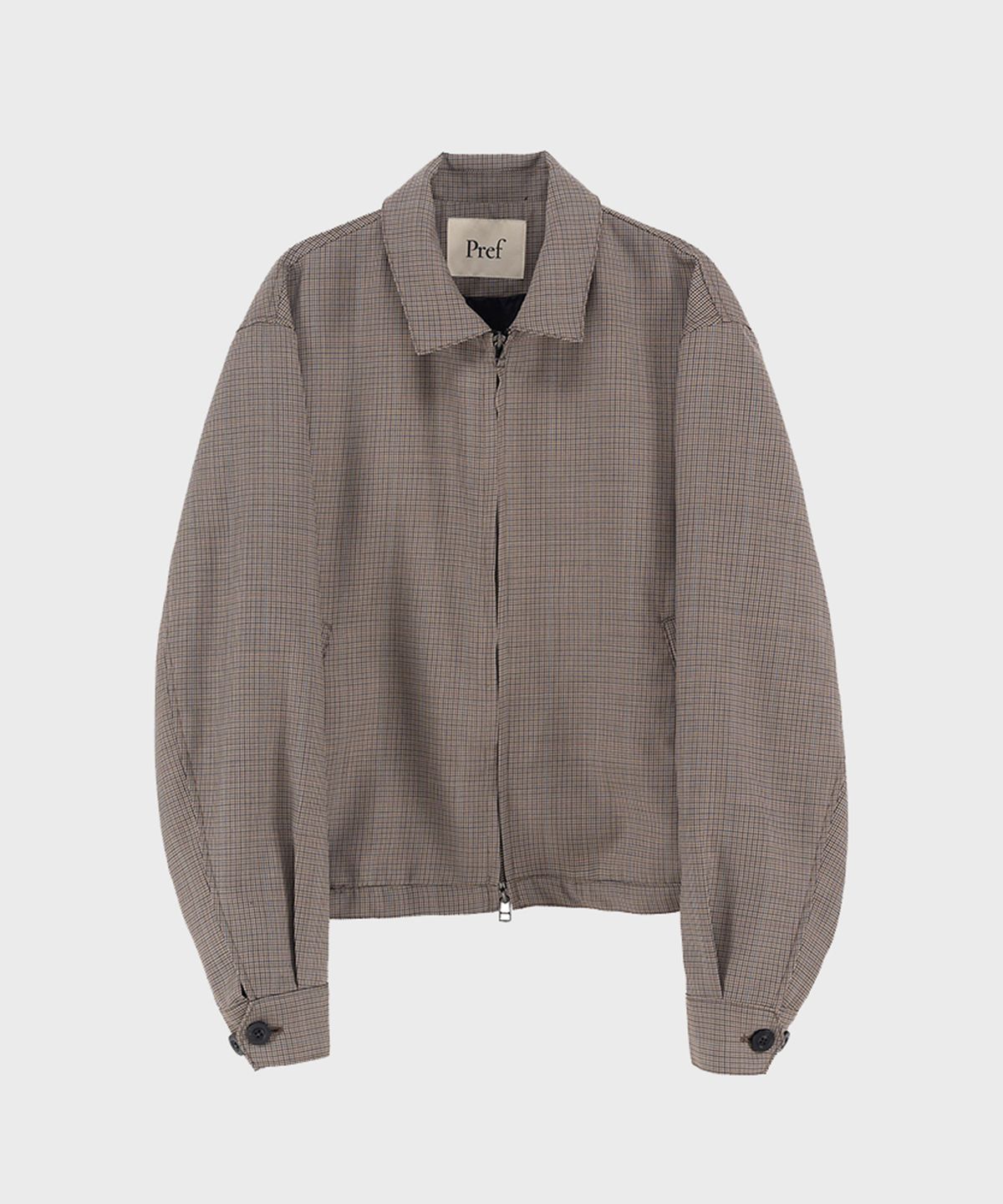 프레프(PREF) BEIGE HOUNDSTOOTH CHECK HARRINGTON JACKET