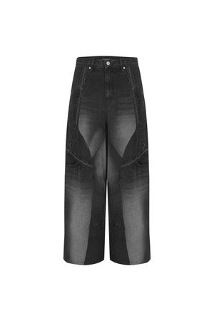 리빌드 데님 와이드 팬츠 블랙