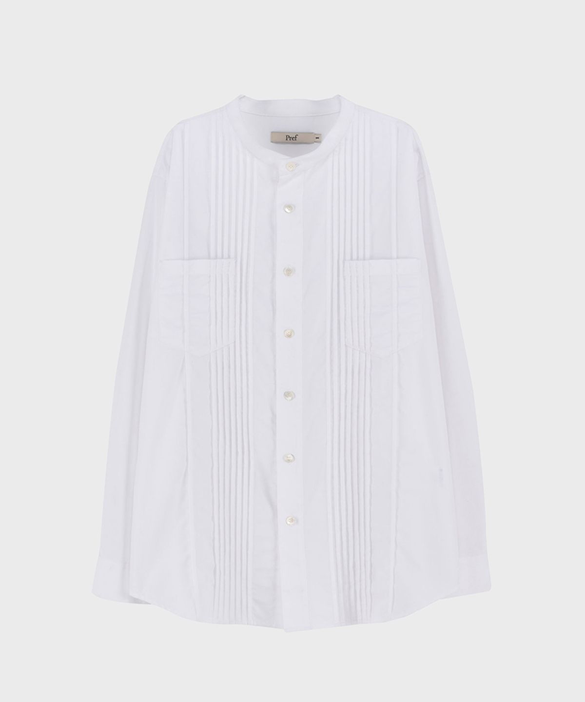 프레프(PREF) WHITE FRONT PLEATED SHIRT