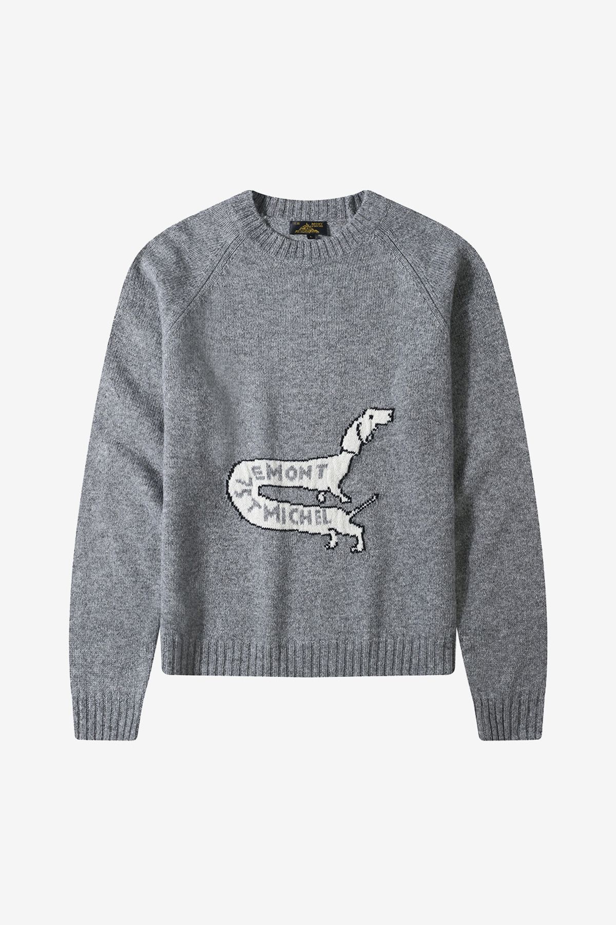르몽생미셸(LE MONT ST MICHEL) DOG illust pullover knit_Grey