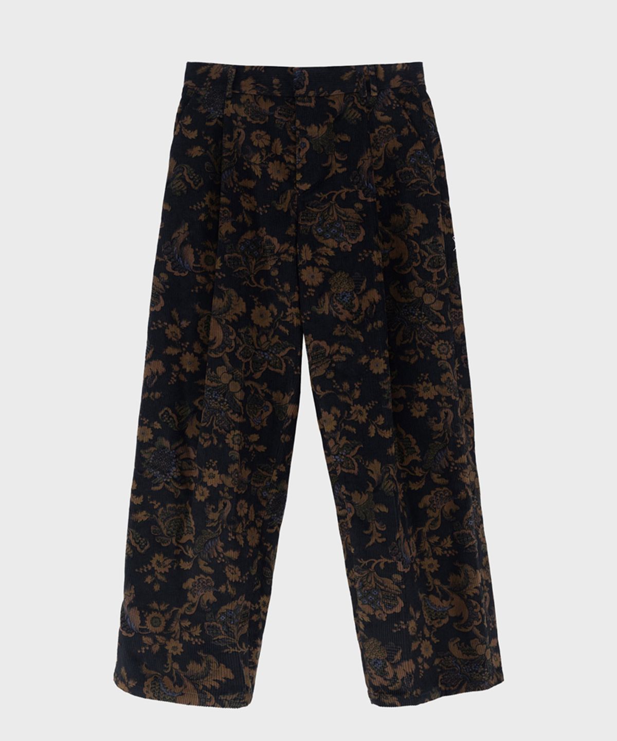 프레프(PREF) DARK NAVY FLORAL CORDUROY PANTS