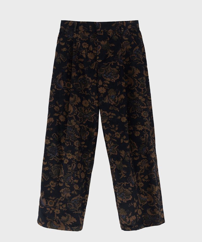 DARK NAVY FLORAL CORDUROY PANTS