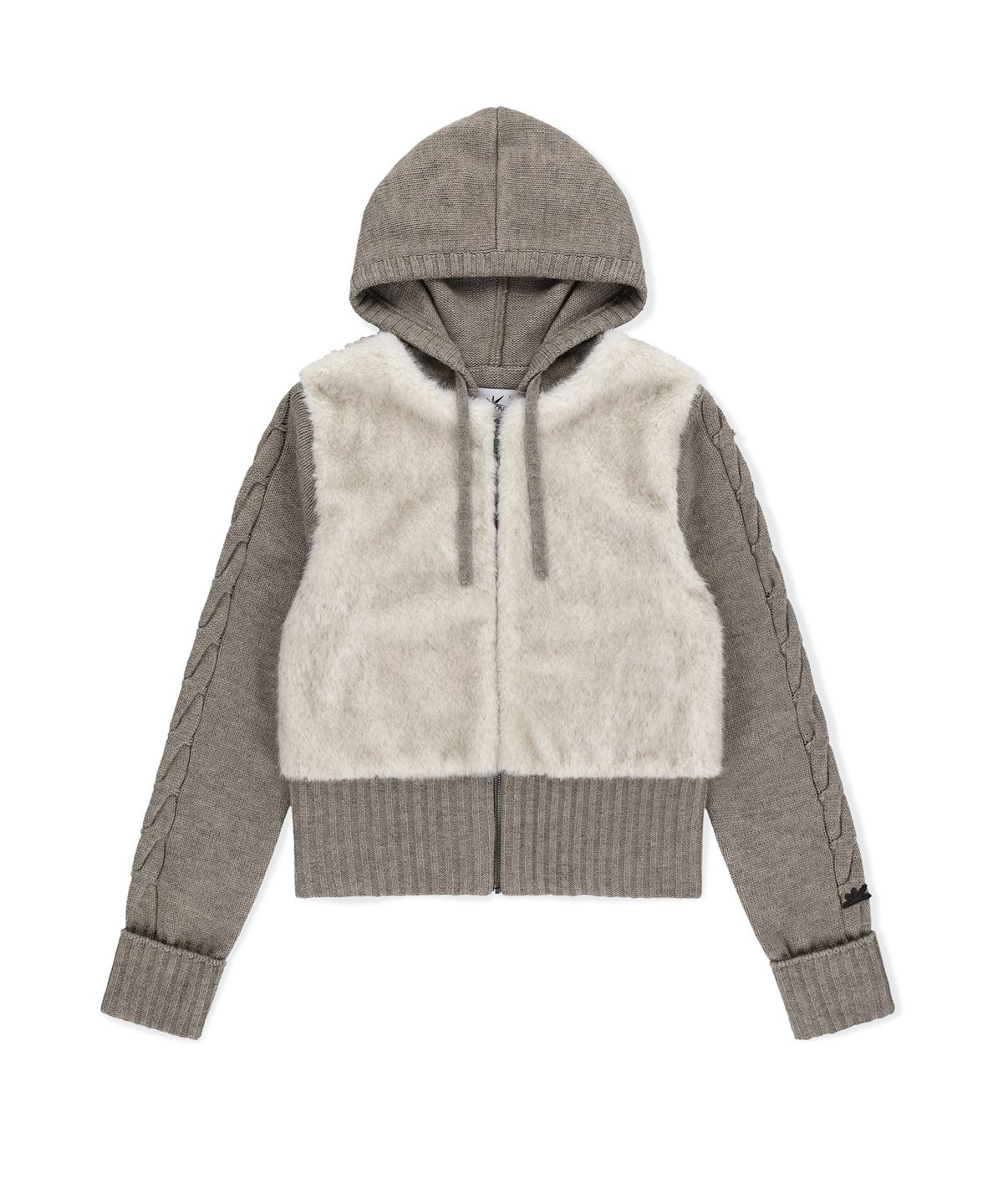 썬러브투어(SUNLOVETOUR) W Faux Fur Knit Zip Jacket Oatmeal