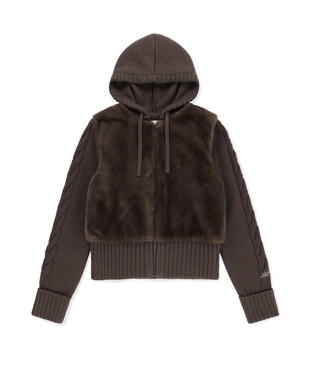 썬러브투어(SUNLOVETOUR) W Faux Fur Knit Zip Jacket Brown