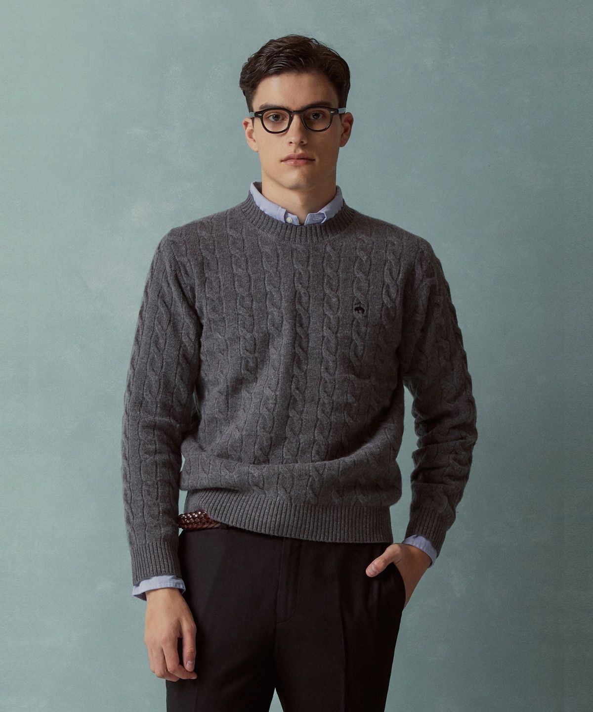 브룩스 브라더스(BROOKS BROTHERS) 울 케이블 스웨터 (그레이) (BBWRMBF401)